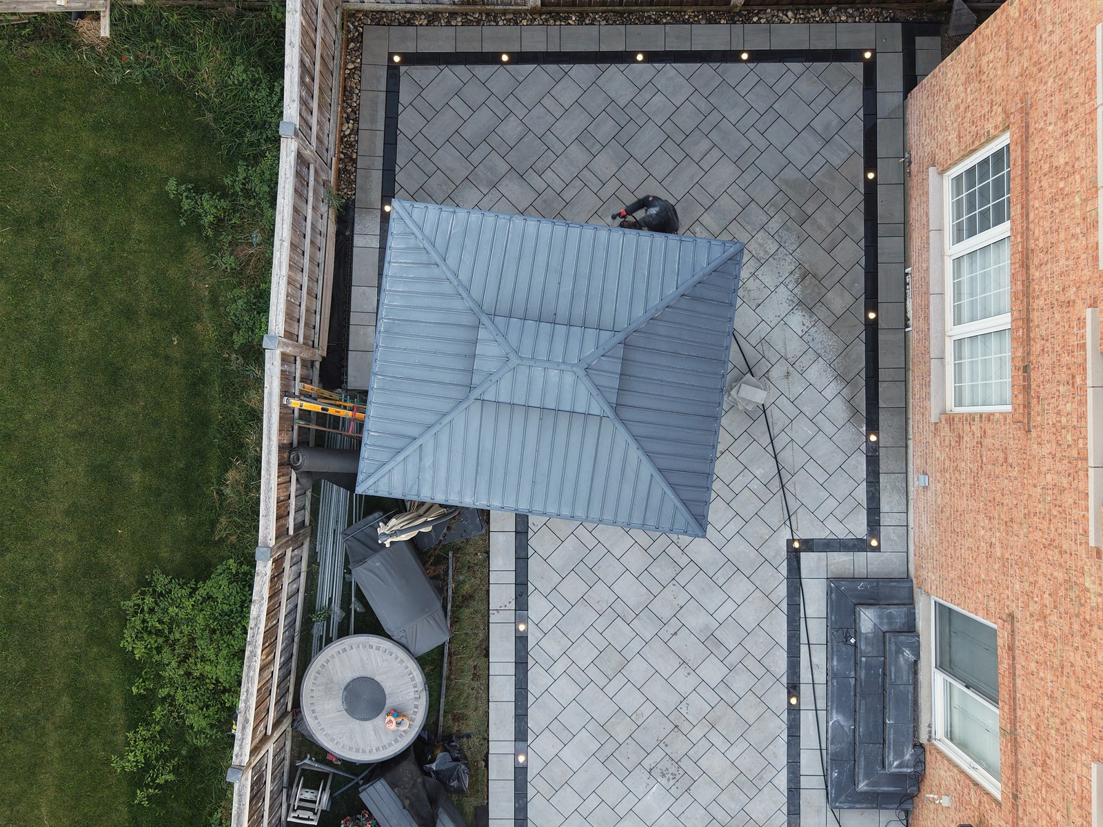 Top-down site view used to review patio edges, access and transitions